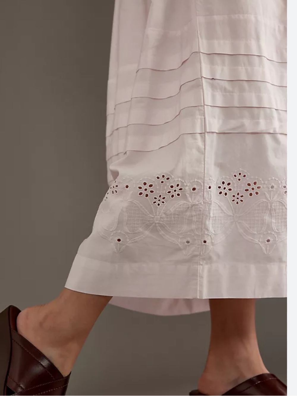 Damson Madder Kelsey Broderie Anglaise Tiered Midi Skirt in Light Pink - Picture 2 of 4
